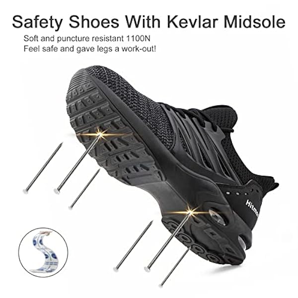 Hitmars Säkerhetsskor Herr Kvinnor Sneakers Arbeta Sneakers Säkerhetsskor Safety Skor Stål tå Ljus Svart Blå EU36-48, Arbetsskor C Svart, 37 EU